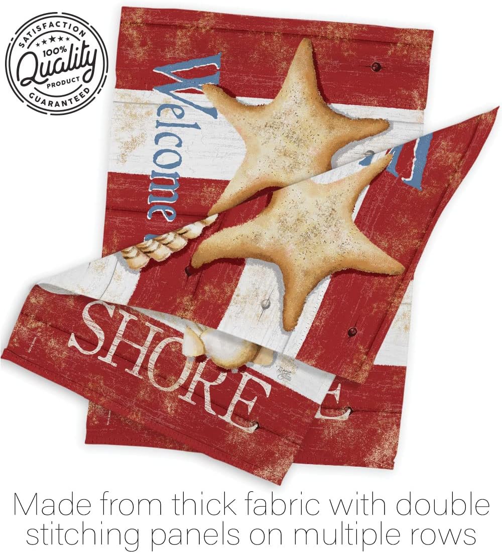 Breeze Decor H107058-BO Welcome to The Shore Coastal Nautical Impressions Decorative Vertical 28" x 40" Double Sided House Flag Printed in USA