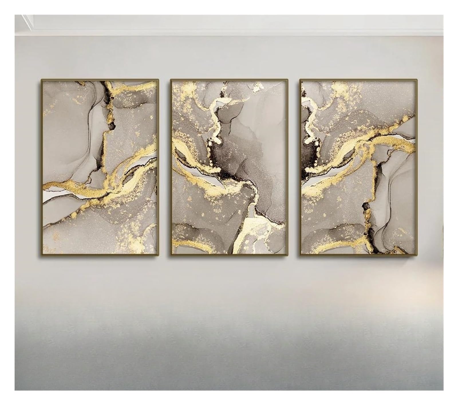 Tableau déco nature marbre et or : sublimez un mur de salon vide avec cette toile