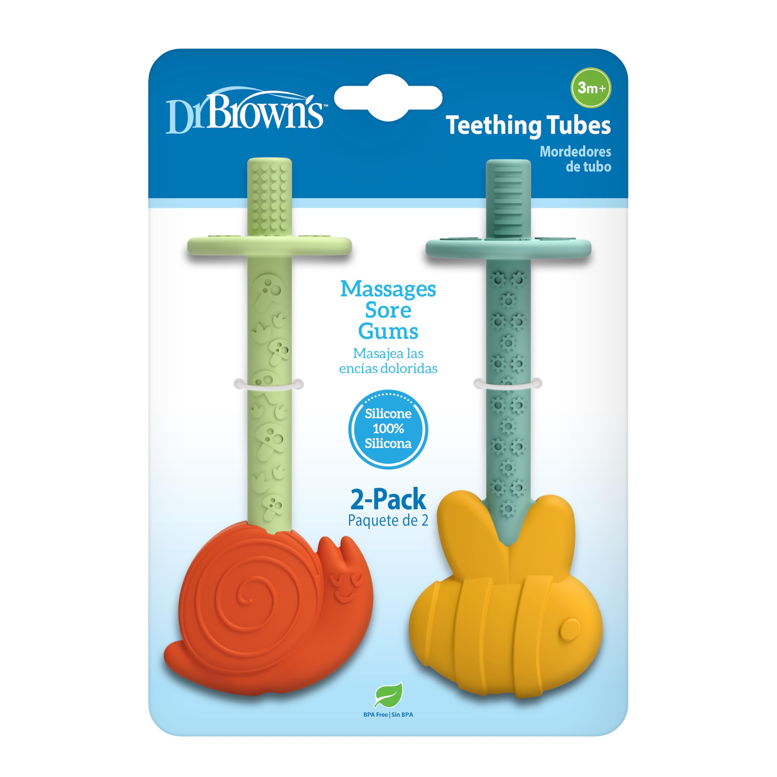 Dr. Brown's 2 Stück Baby Bienen Schnecken Biss Röhrchen Silikon Tube BPA frei 3 m+