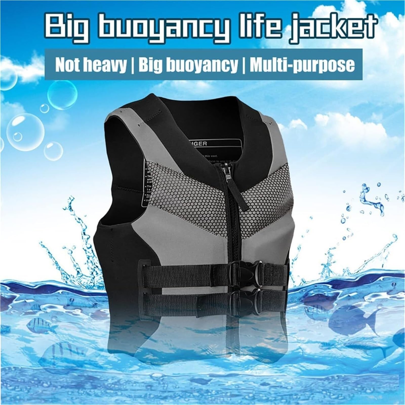 Giacca da Surf in Neoprene PFD for Kayak da Nuoto for Pesci | Giacca da Surf in Neoprene con Vestibilità Regolabile for Kayak, Pesca, Nuoto