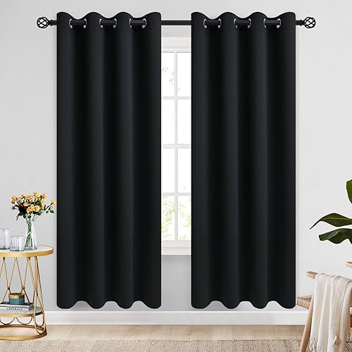 Miniatura 162 de COSVIYA Cortinas 100% opacas para dormitorio con forro negro, bloqueo de luz completa, aislamiento térmico y ojales, tratamiento de ventana de 54