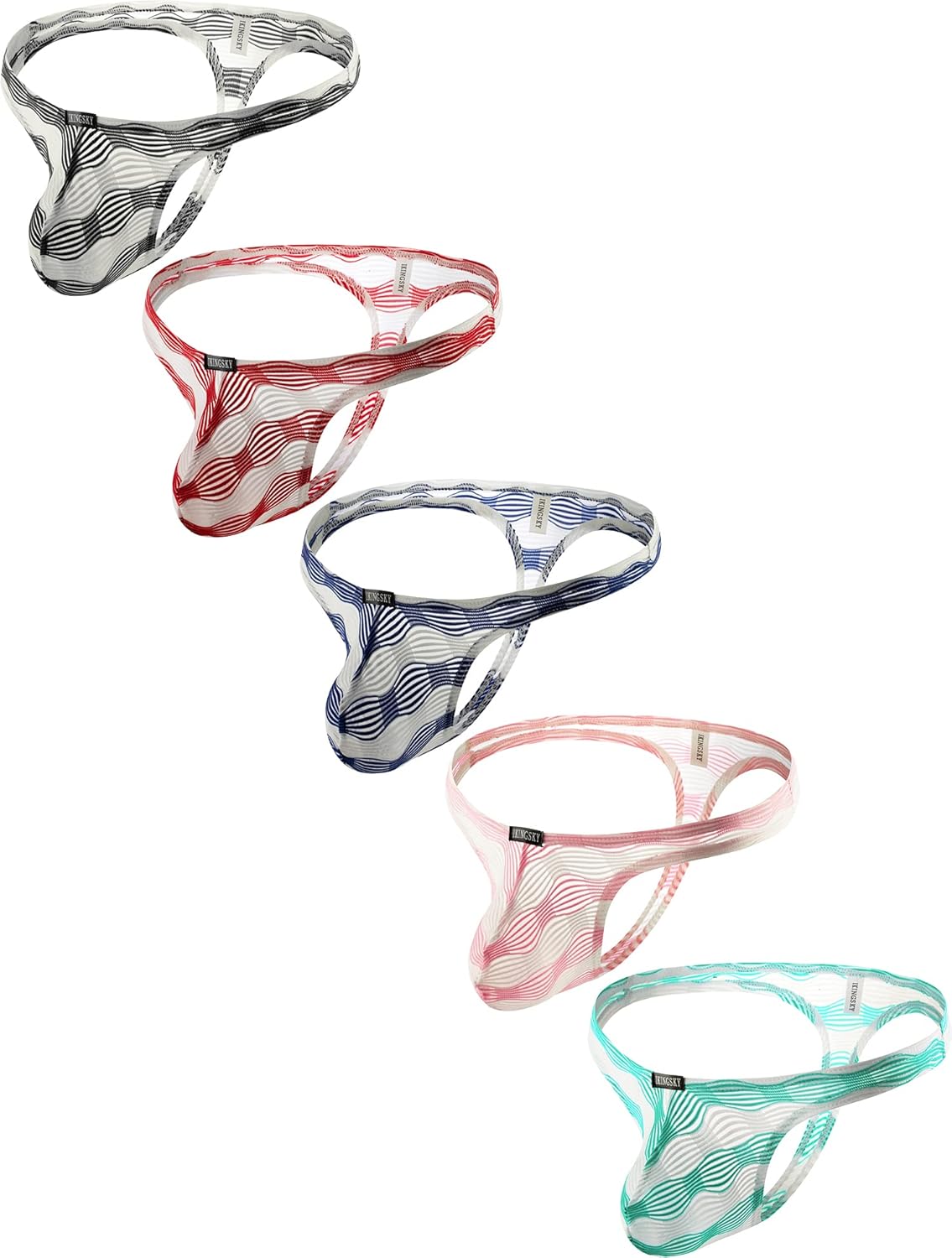 iKingsky Men's See Through Pouch Thong Underwear Sexy Low Rise T-back Under Panties for Men