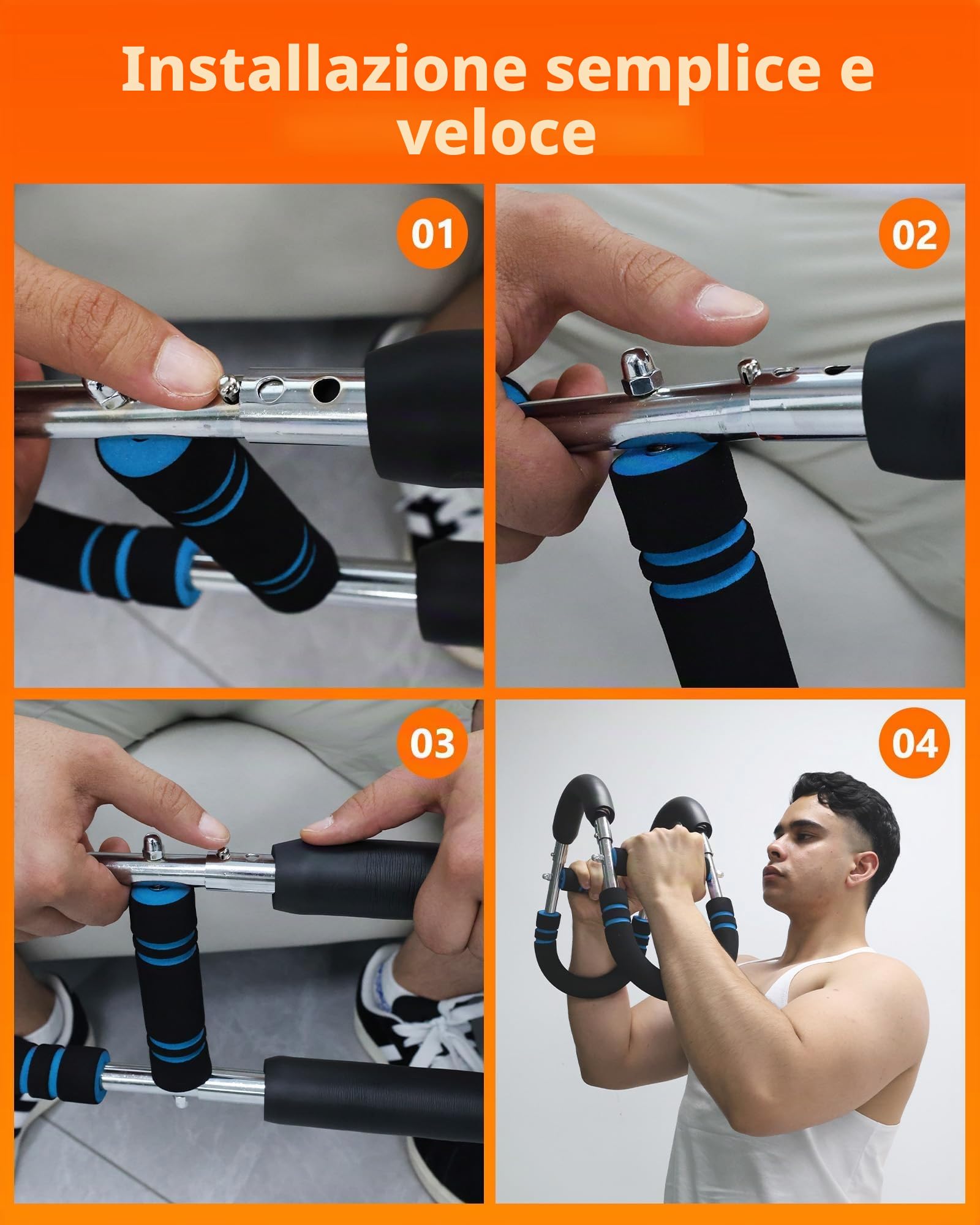 Twister Arm Exerciser, Barra di Allenamento a Molla a Resistenza Regolabile per l'allenamento Muscolare di Petto, Braccia, Spalle e avambracci, Attrezzatura Portatile per Il Fitness Domestico