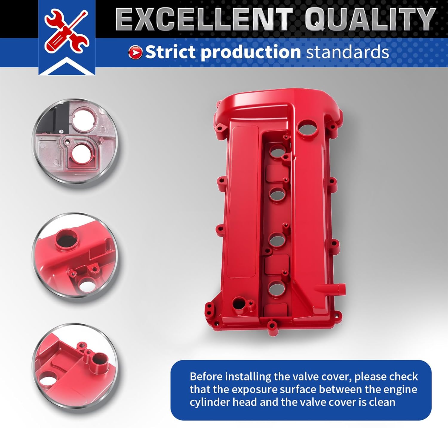 Aluminum Upgrade Valve Cover Kit with Gaskets Bolts Fit Compatible with Mariner Escape Focus 2005-2008, Compatible with Transit Connect 2010-2013 2.0L 2.3L 4S4Z6582CA 4S4Z6582C