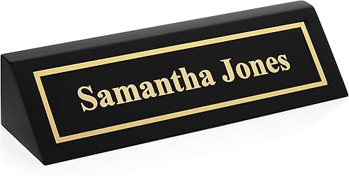 Miniatura 9 de Providence Engraving Placa de nombre de escritorio de madera personalizada para oficina, grabado láser personalizado con soporte para tarjetas de