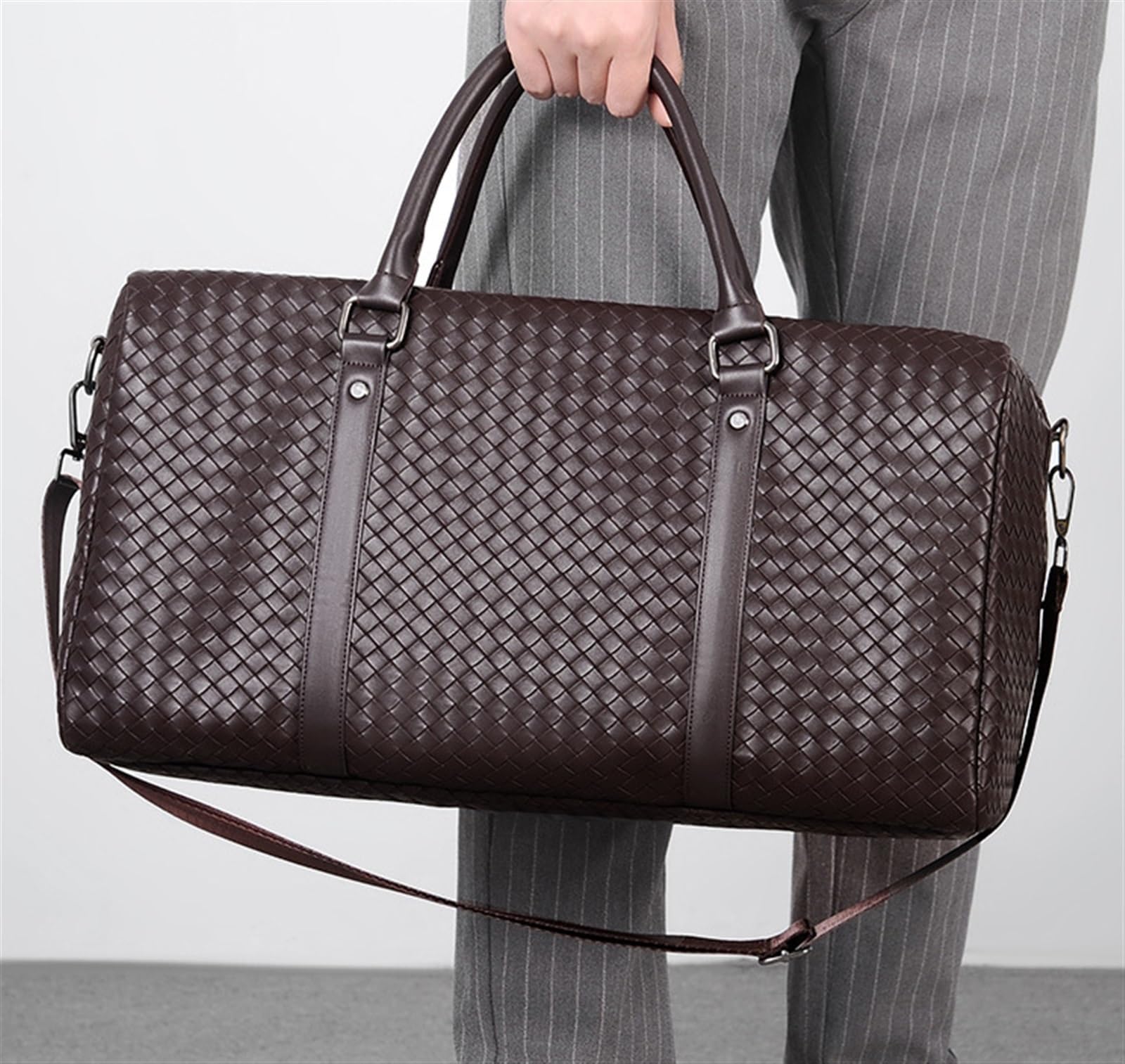 Torba podróżna 17-calowa Torba Na Ubrania Podróżna, Weekendowa Męska Ze Skóry PU Sport Siłownię Wycieczka weekendowa(Black)