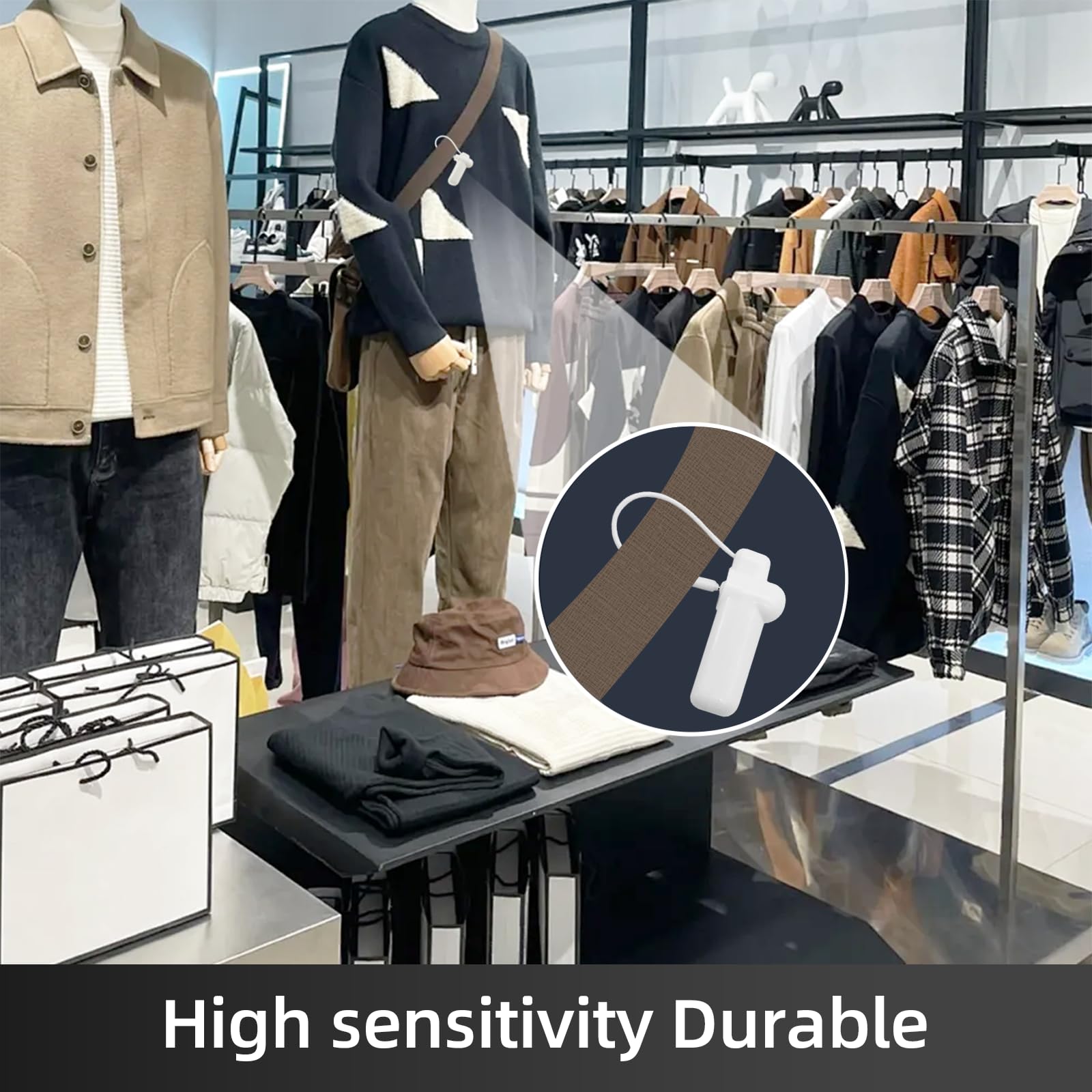1000 etichette di sicurezza con cordino, etichette rigide riutilizzabili per abbigliamento con cordino, compatibili con sistema di sicurezza EAS Checkpoint da 58 khz (DSLT01)