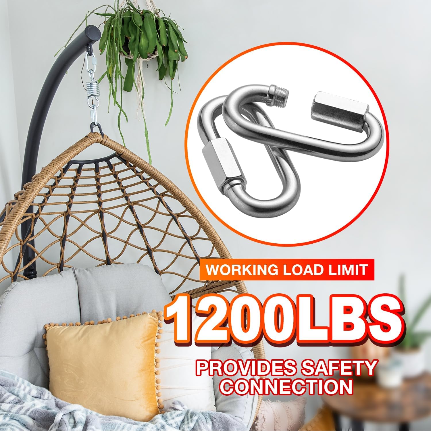 40Pack Heavy Duty Chain Links, 1200lbs Capacity 5/16” Quick Link Locing Carabiners, Thread Quick Link Connector for Safe Chain Gym Swing Hammock Shade Sails, 3.2 Inch Carabiner Clips Repair Chain