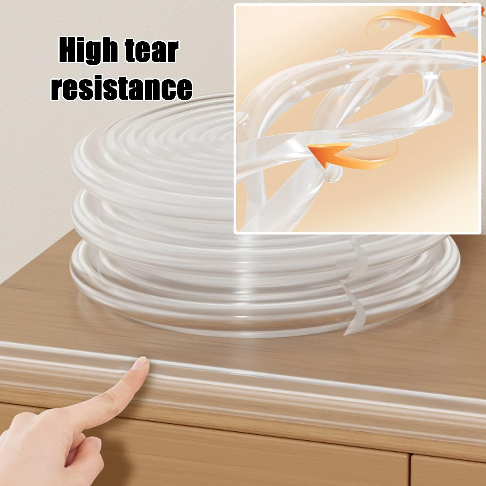 Tira Protectora de Bordes Transparente, Protectores para Muebles, Esquineros de Silicona Suave Y Gruesa para Paredes de Garaje Y Estanterías(2M/6.6FT)
