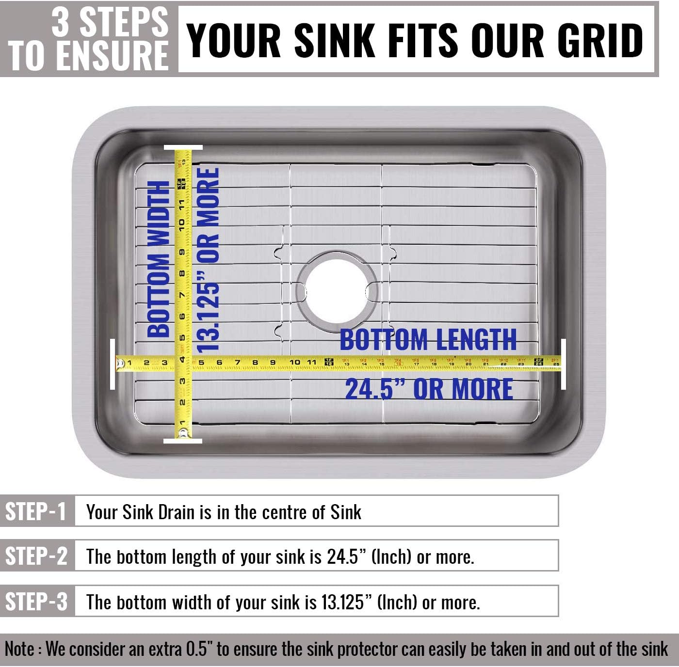 Better Houseware 24”Wx12-5/8”L Extra Large Sink Protector Grid, Stainless Steel