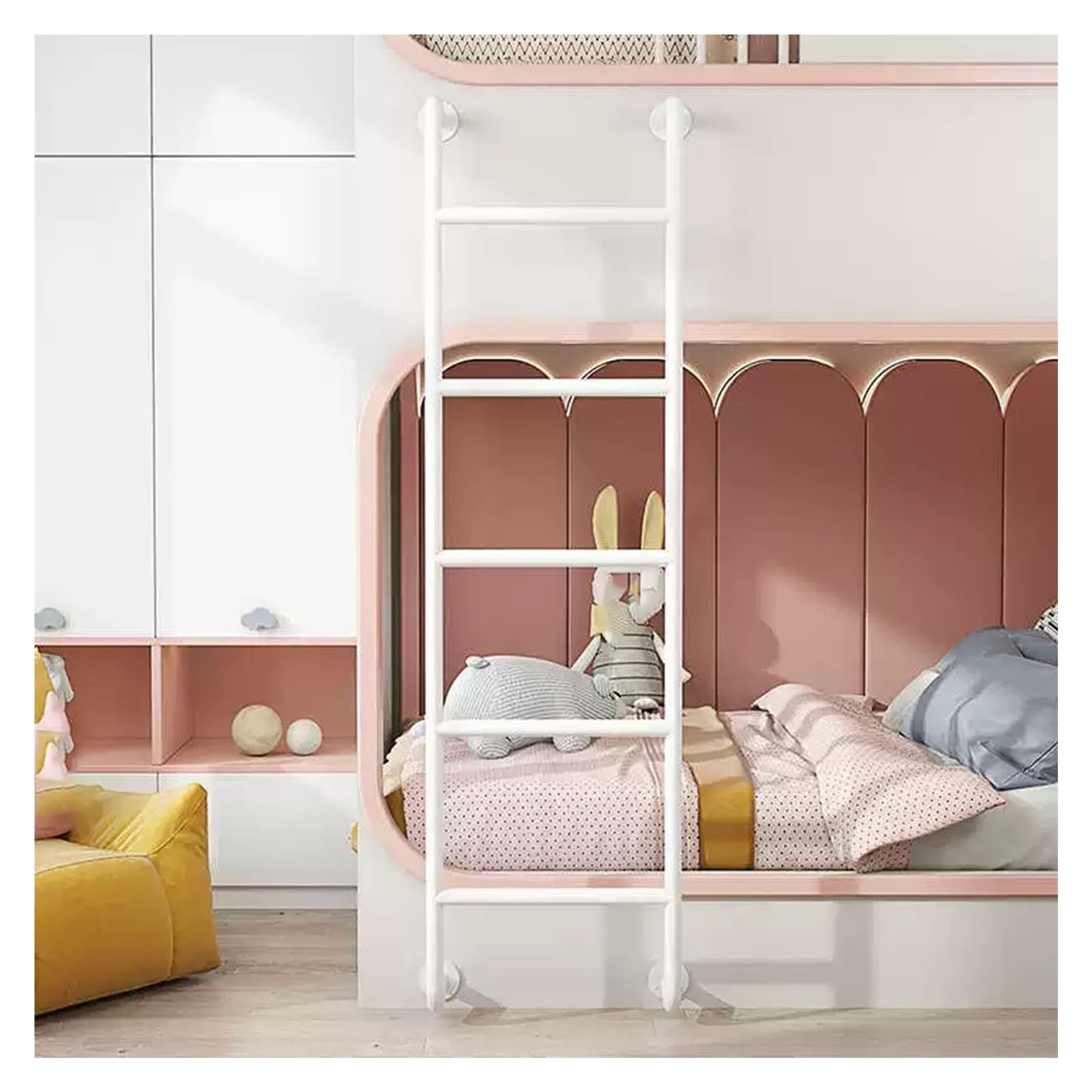 Generisch Bodenmontierte Leitern für Zuhause, 100 120 130 140 150 cm Höhe, Eingangstreppe/Keller-Lichtschachttreppe, für Wohnmobil-Dachboden-Etagenbett (Weiß, 100 cm/39,4 Zoll)