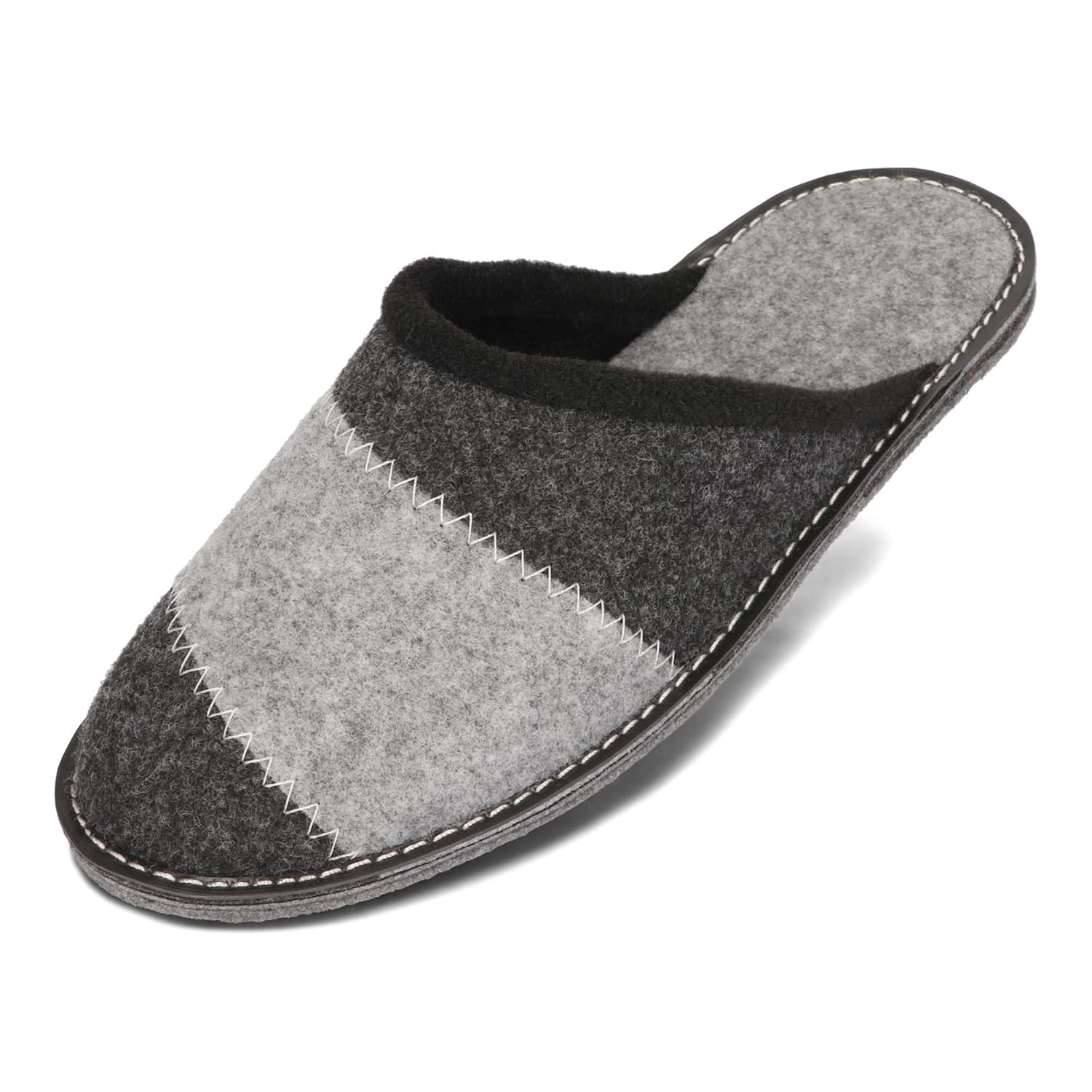BeComfy Men Slippers Felt Rubber Sole Very Light Grey Black 40 41 42 43 44 45 46 EU