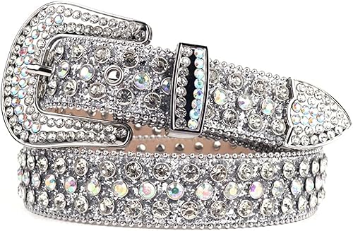 Studded Rhinestone Belts Men Women Fashionable Sparkly Diamond Belt Shiny Crystals Inlaid Design Leather Belt Christmas Gift
