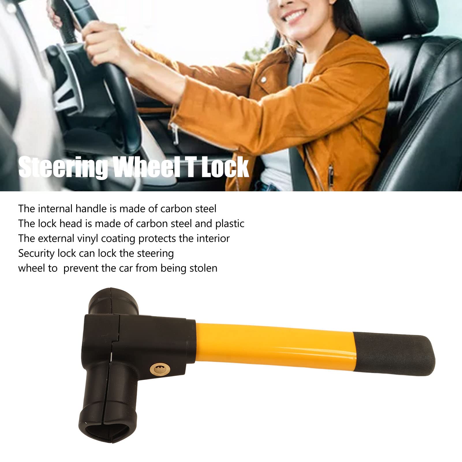 Verrou de sécurité antivol universel portable pour volant de voiture avec 2 clés pour voiture, camion, van, SUV