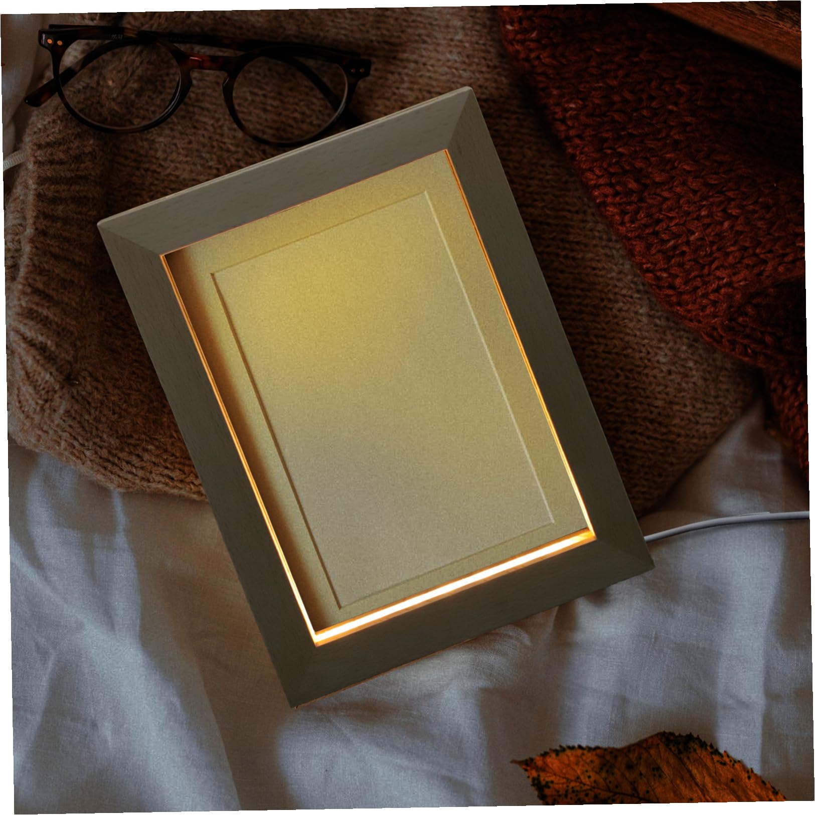 Marco de Fotos LED de Madera para Escritorio, Luz Nocturna Decorativa