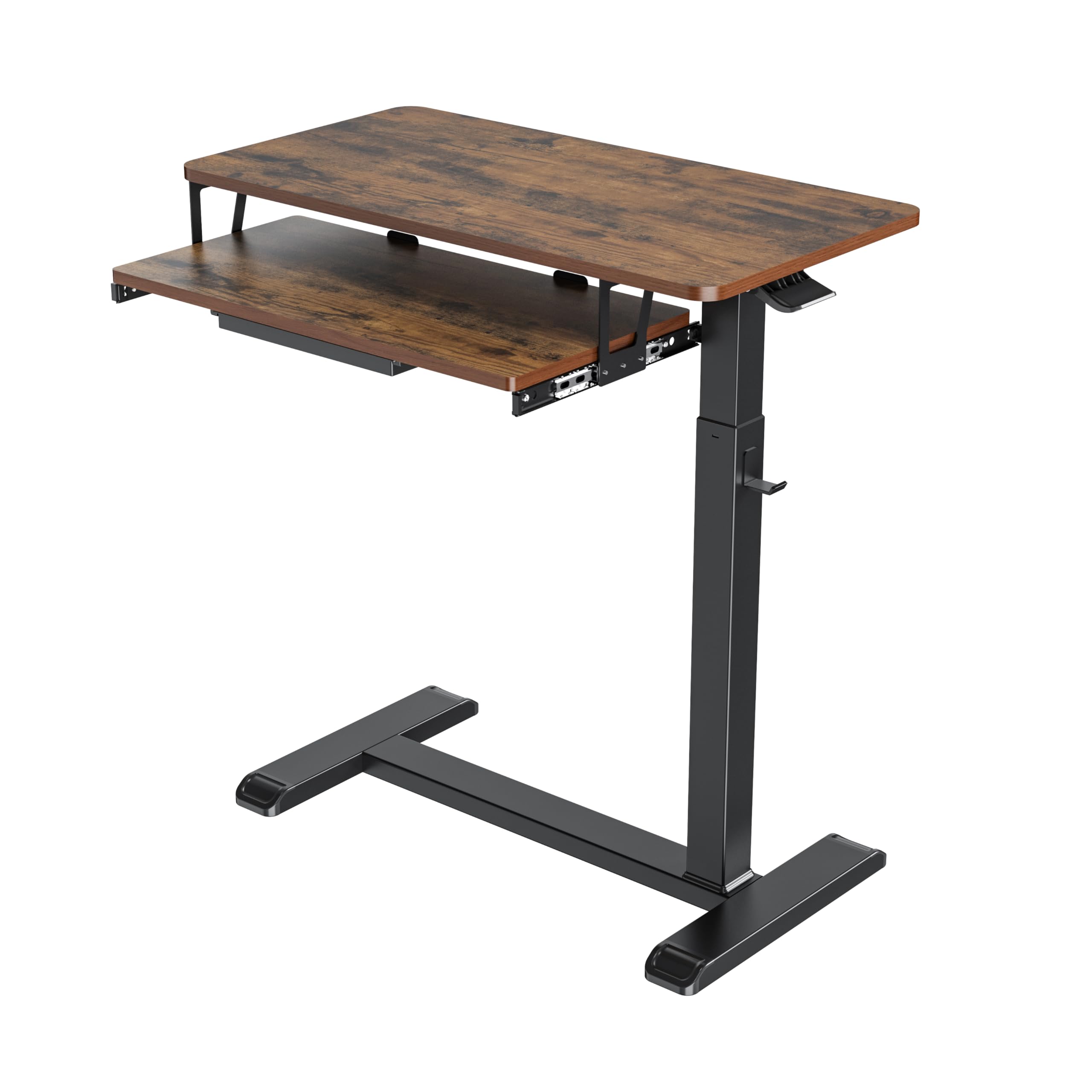 ETHU Station de Travail Informatique Mobile à Deux Niveaux 77×45 cm avec 4 roulettes, Support Ordinateur Portable sur Roues, Bureau Debout Réglable en Hauteur, Table d'Appoint pour Salon, Chambre
