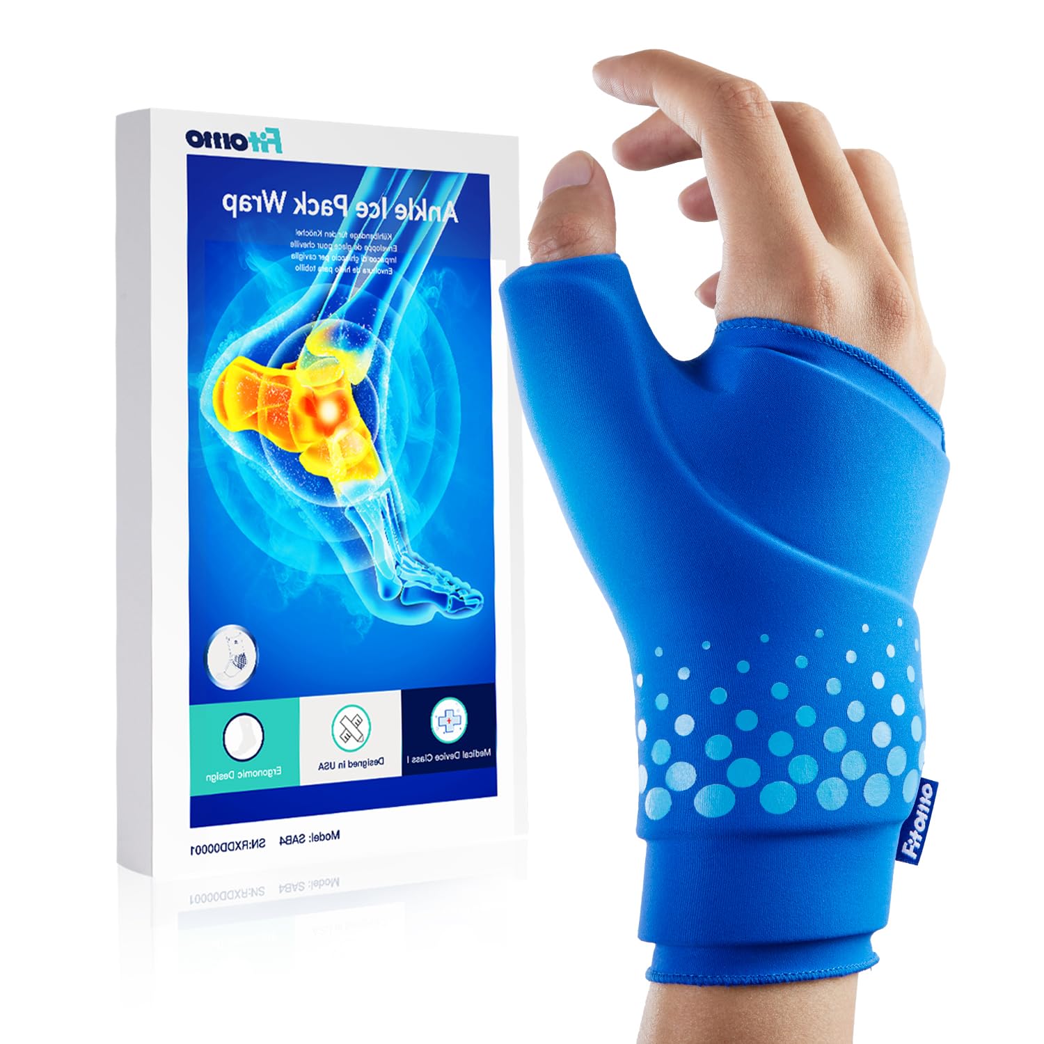 Fitomo Muñequera, impacco di gel terapeutico ricongelante per artrite reumatoide, tendinite, infiammazione e sindrome del tunnel carpale, manica di compressione regolabile