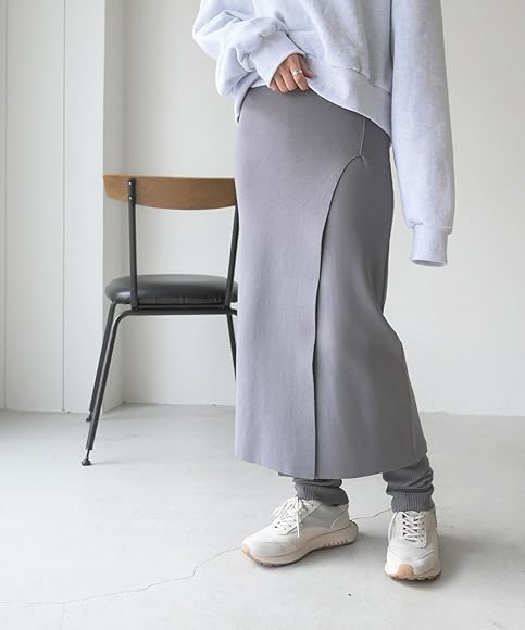 Amazon.co.jp: [アーク] リブニット レギンス付き スカート レディース 