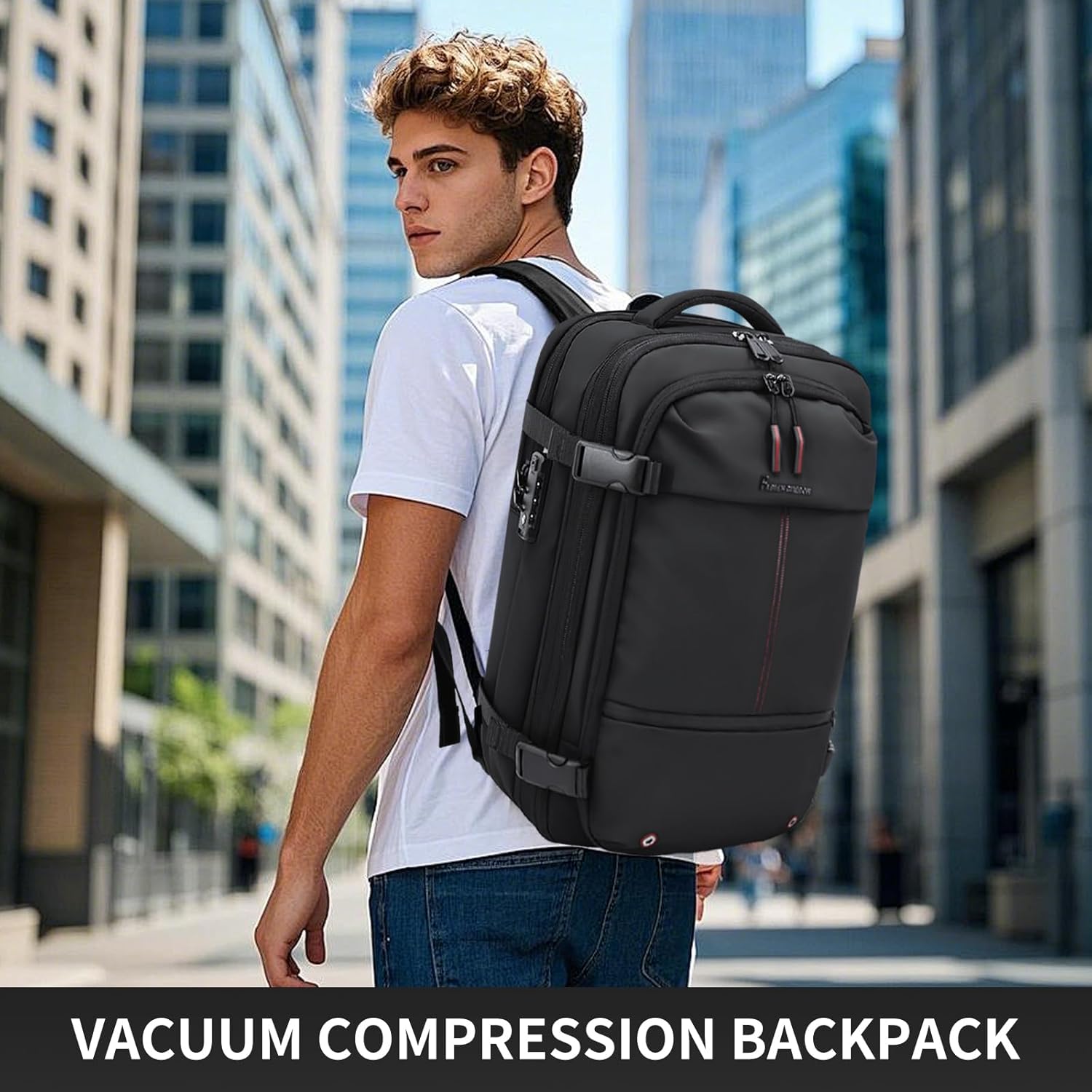 Travel Backpack with Vacuum System,60L Expandable Vacuum Backpack Travel with TSA Lock,17.3 inch Laptop Backpacks Vacpack Backpacks with Vacuum(Black,No Air Pump) - Image 8
