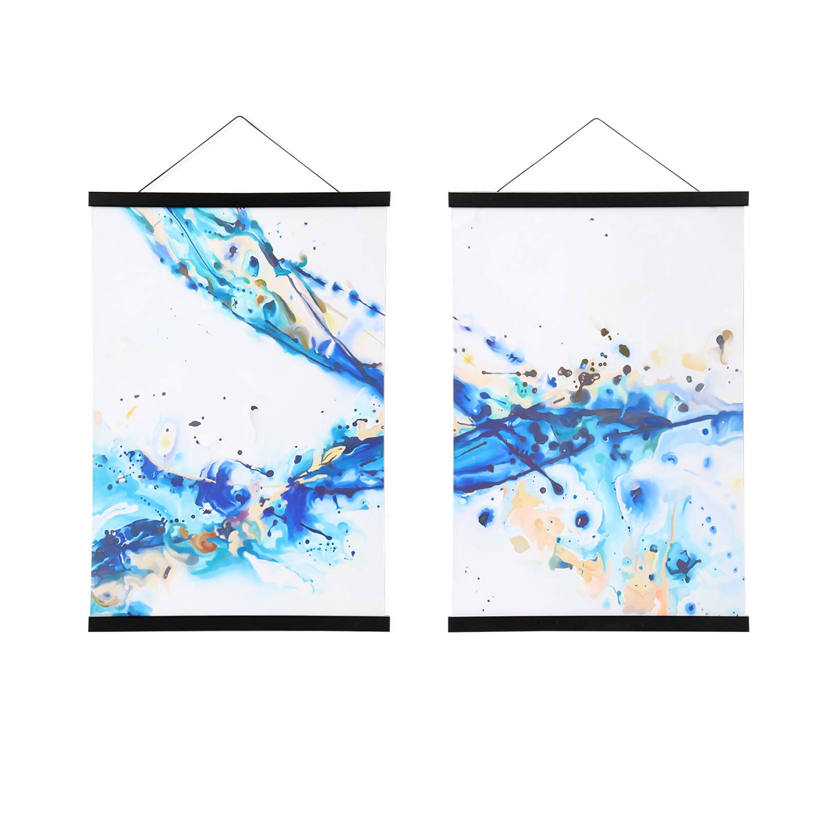 WITCOLOR 2 Pack Magnetic Poster Frame Hanger, Magnet Poster Hanger for Posters, Kids Paintings, Photos, Maps, Scrolls, Picture, Canvas Art Works and Art Prints(Black)