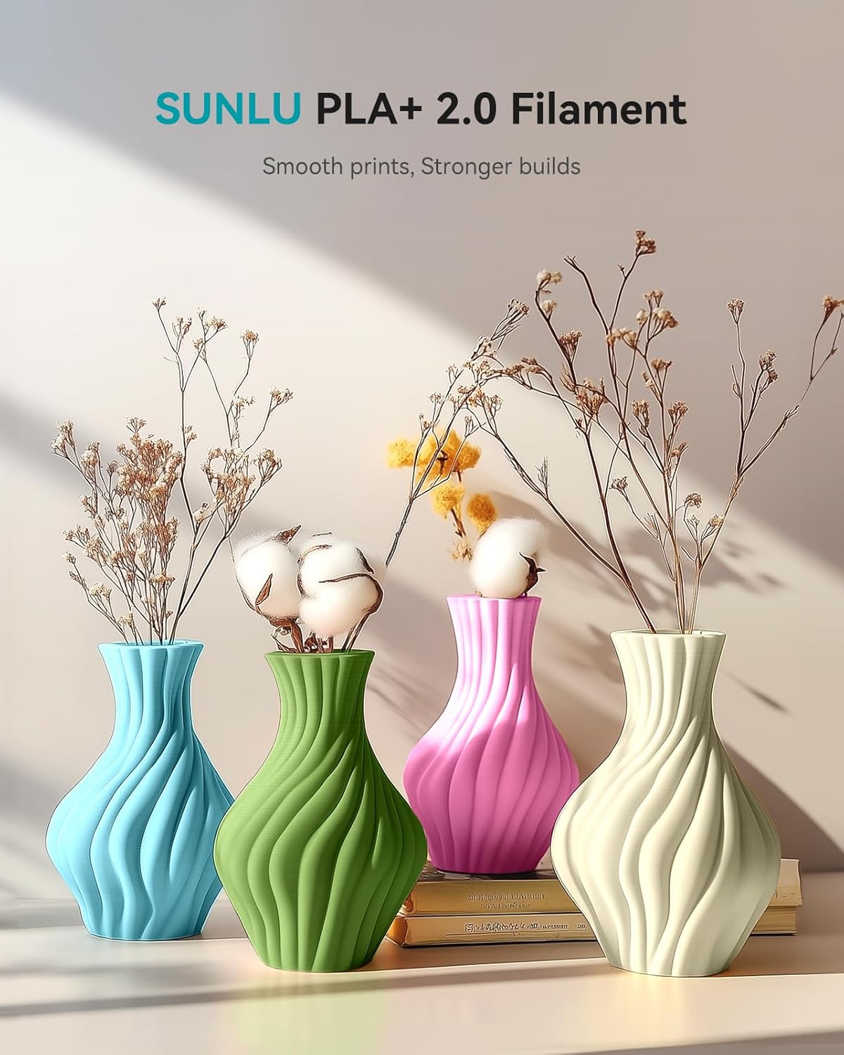 SUNLU PLA+2.0 Filament 1.75mm Bundle, 250g Spool, 16 Rolls, BoneWhite+Midnight+CoffeeBrown+Red+Yellow+OliveGreen+Blue+Orange+Purple+Magenta+Oak+Beige+Transparent Series-Clear+Orange+Red+Blue A-pla+2.0-16x250g-bonewhite+midnight+coffeebrown+red+yellow+olivegreen+blue+orange+purple+magenta+oak+beige+clear+transparent