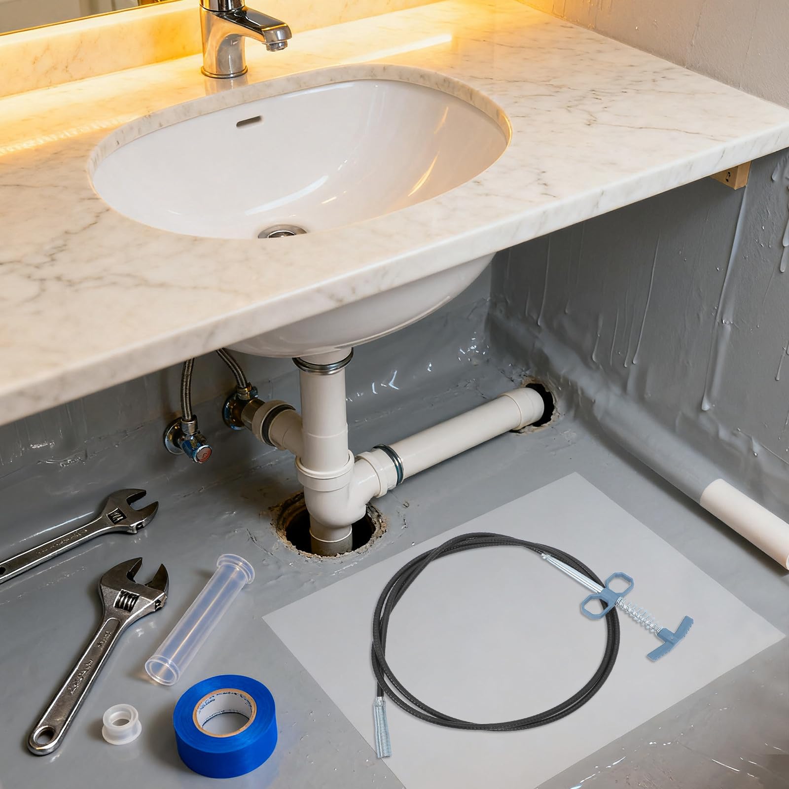 Strumento per Disostruzione Scarichi Design a Quattro Artigli, 6 Pezzi in Plastico e Metallo, Efficiente per Lavandini e Bagni in Uso Domestico