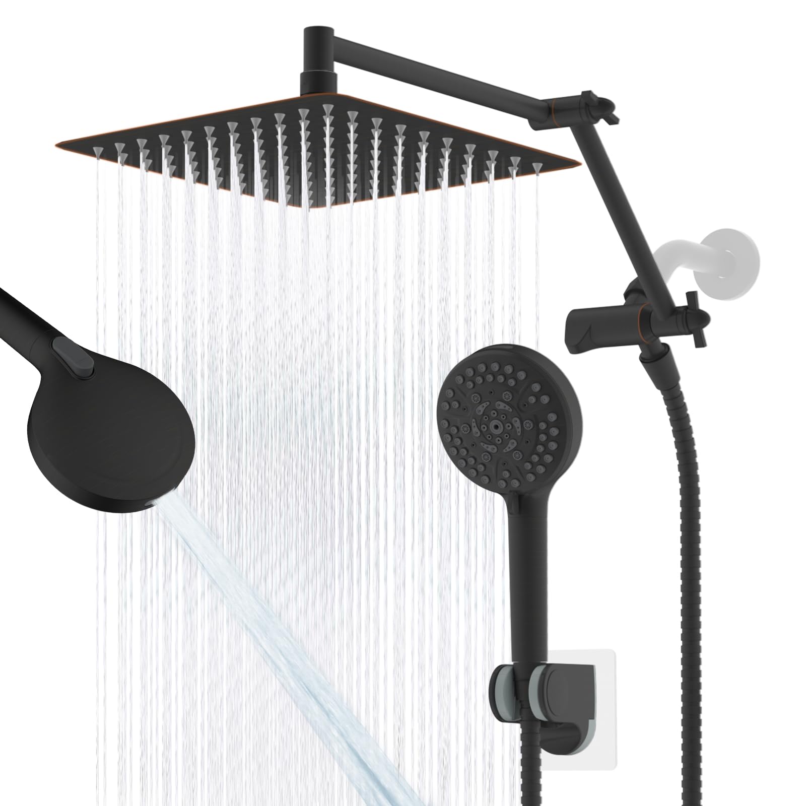 Metal 10" Rain Shower Head with Handheld, High-Pressure Showerhead,10-Mode