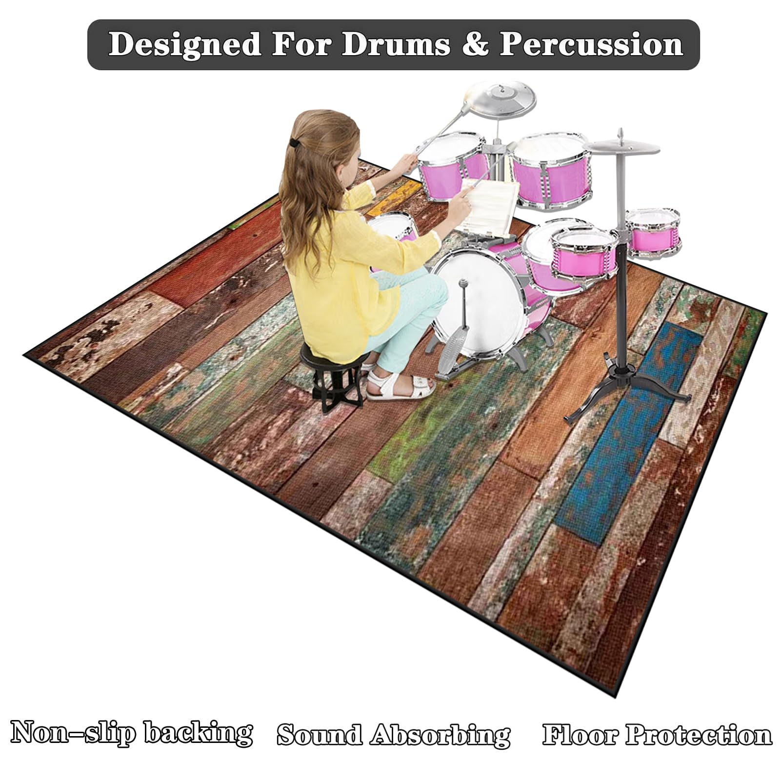 150 x 120 cm Drum Teppich Schlagzeugteppich - rutschfeste Trommelteppich Schallschutzdecke - Schallschutz Teppich Schallschutzmatte - Elektrisches Schlagzeug Teppich