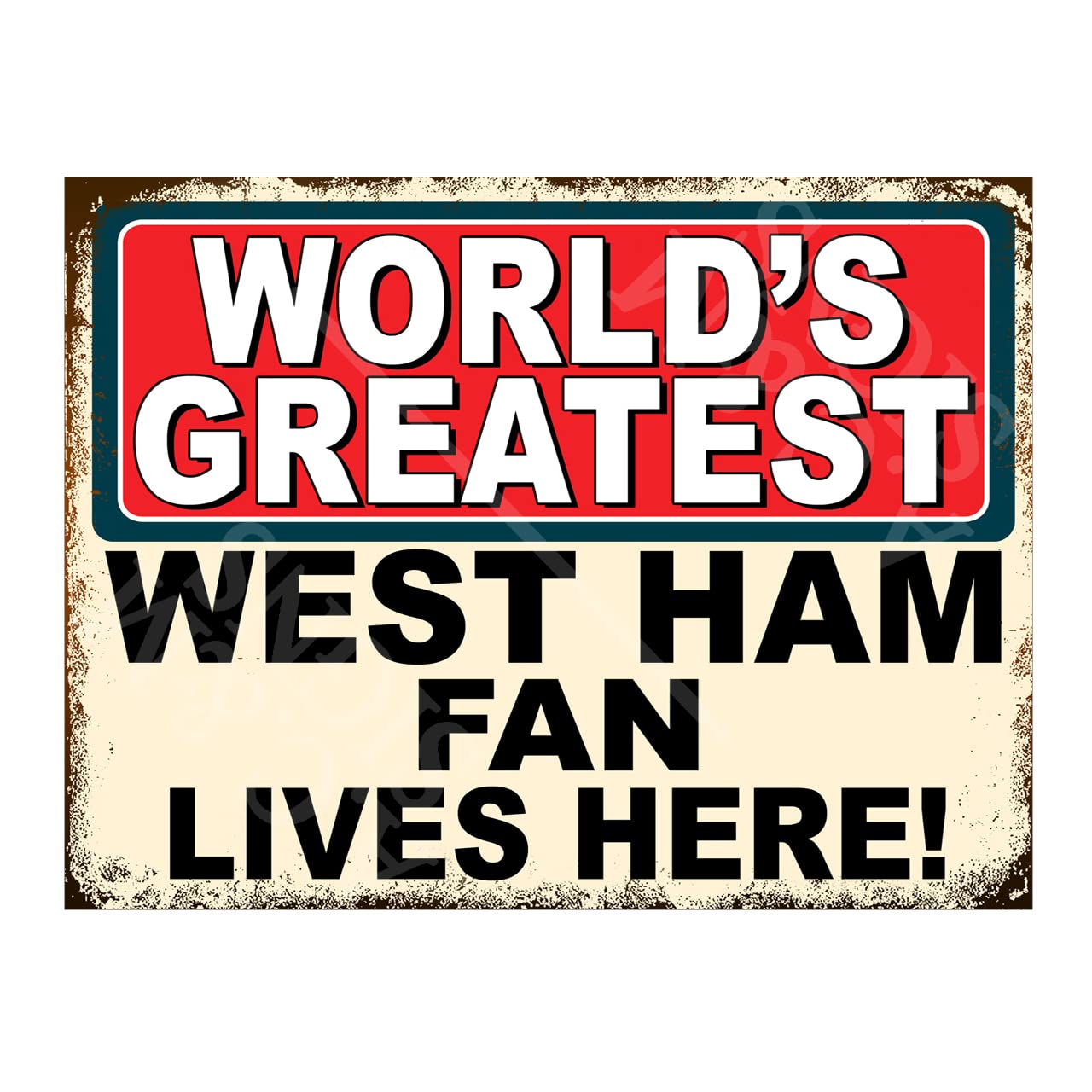 Metal Sign Plaque West Ham Fan Lives Here Plaque Football 10x8in 5414