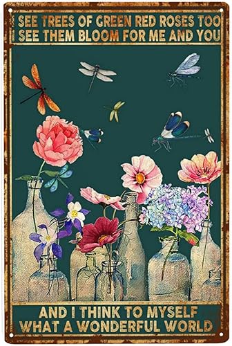 QKLGXLOBAL Letreros de lata vintage de 8 x 12 pulgadas, diseño de flores bohemias, hippie, póster de arte hippie para mujer, regalo de aliento para