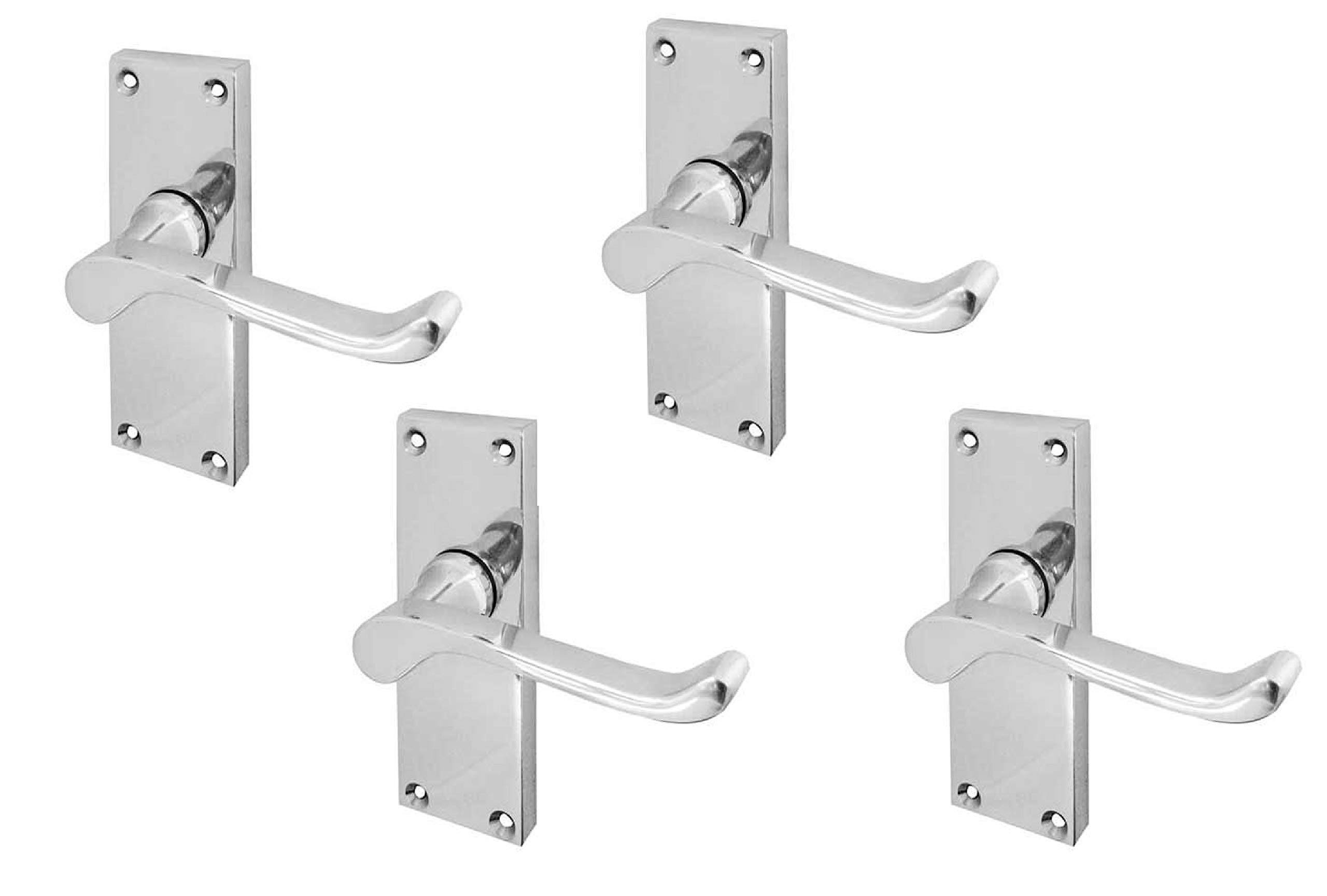 Frelan Victorian Scroll Door Handles Lever Latch 118 x 40mm - Polished Chrome Premium Quality (4)
