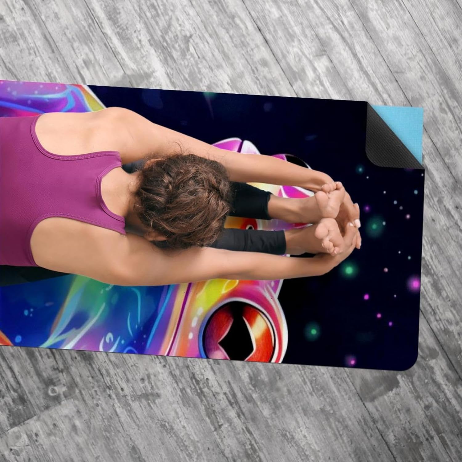 Yoga Towel, Galaxy Frog Pattern Non Slip Sweat Absorbent Hot Yoga Mat Towel for Hot Yoga, Pilates and Fitness - 72.8" x 26.8"