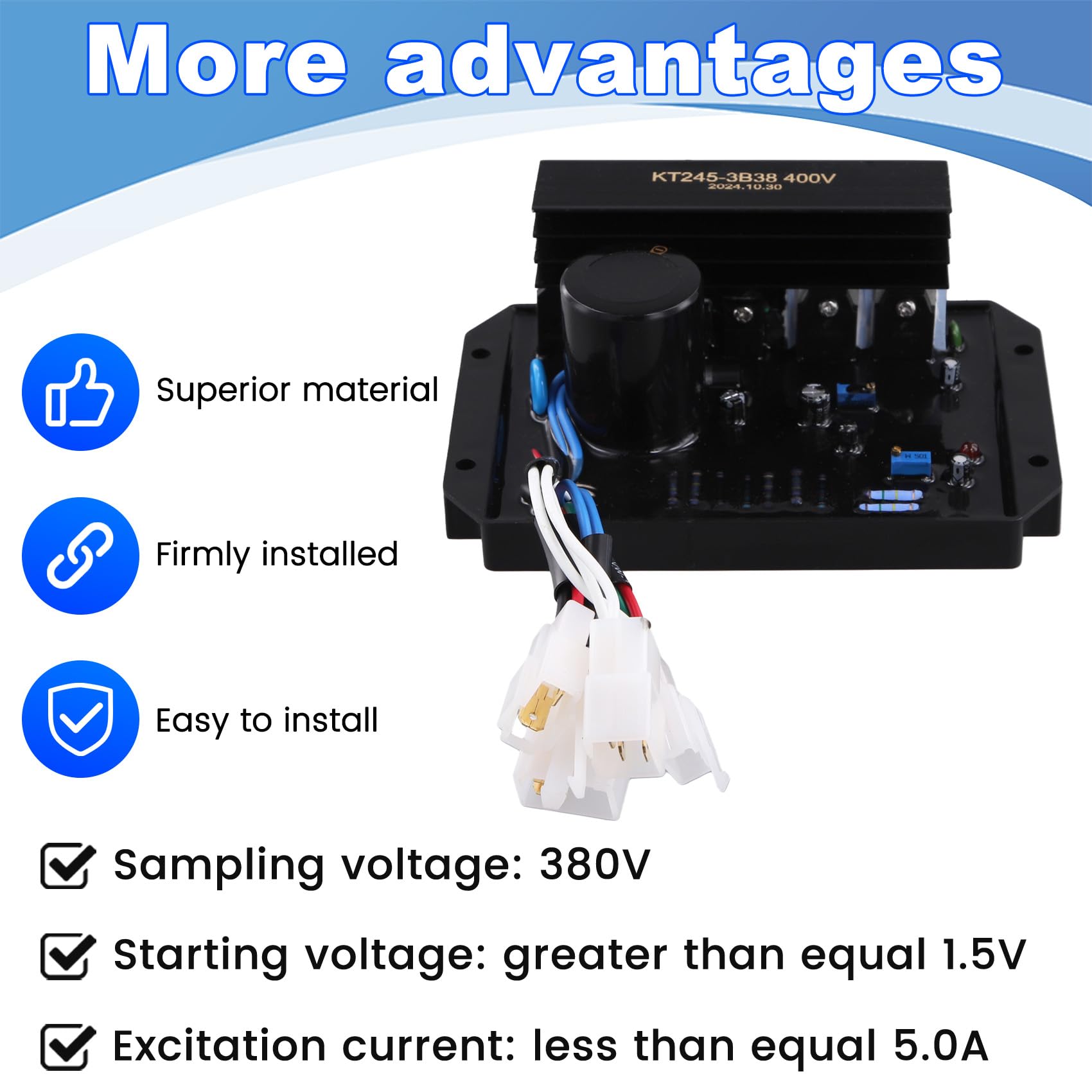 KT245-3B38 AVR automatyczny regulator napięcia, moduł sterujący, trójfazowy, bezszczotkowy stabilizator generatora, 8-15 kW