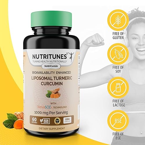 Miniatura 5 de Suplemento de curcumina de cúrcuma de 1000 mg para apoyo articular, 185x biodisponible y de alta absorción con tecnología NovaSOL - 60 cápsulas