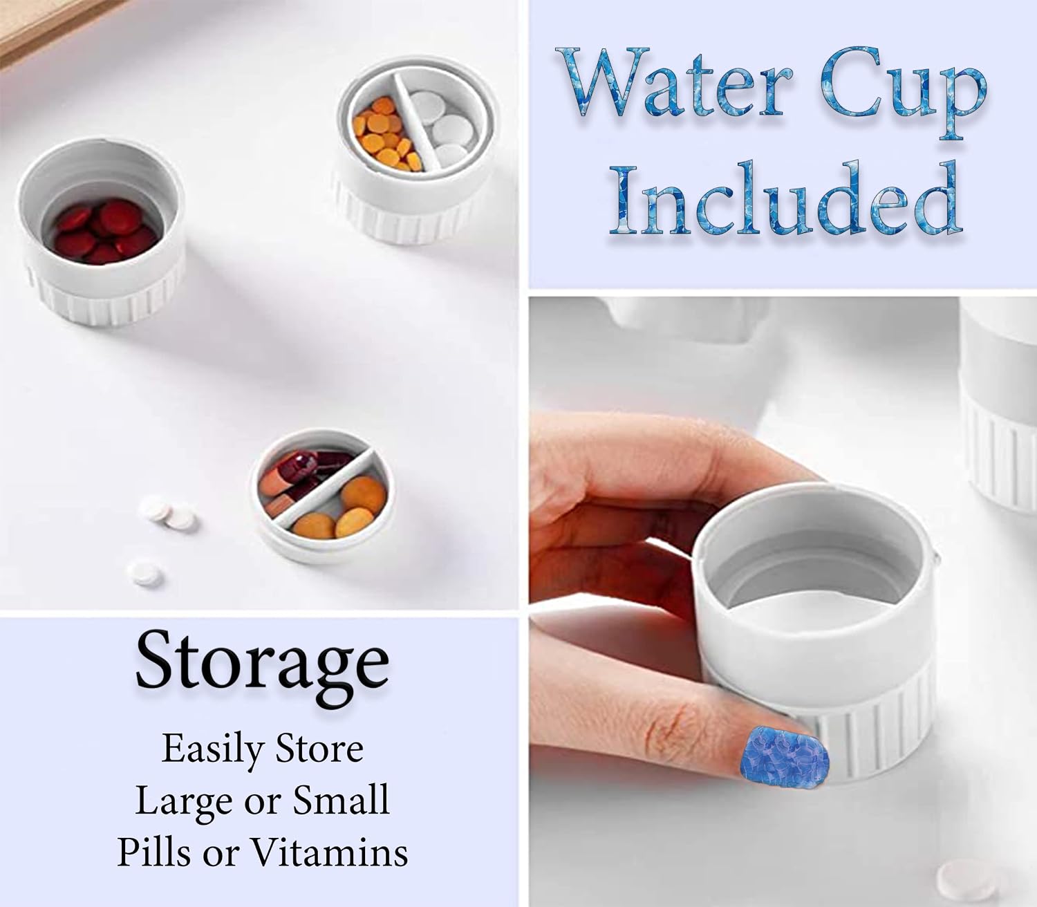 Rehabilitation Advantage 4-in-1 Pill Cutter, Crusher, Storage Container, and Water Cup