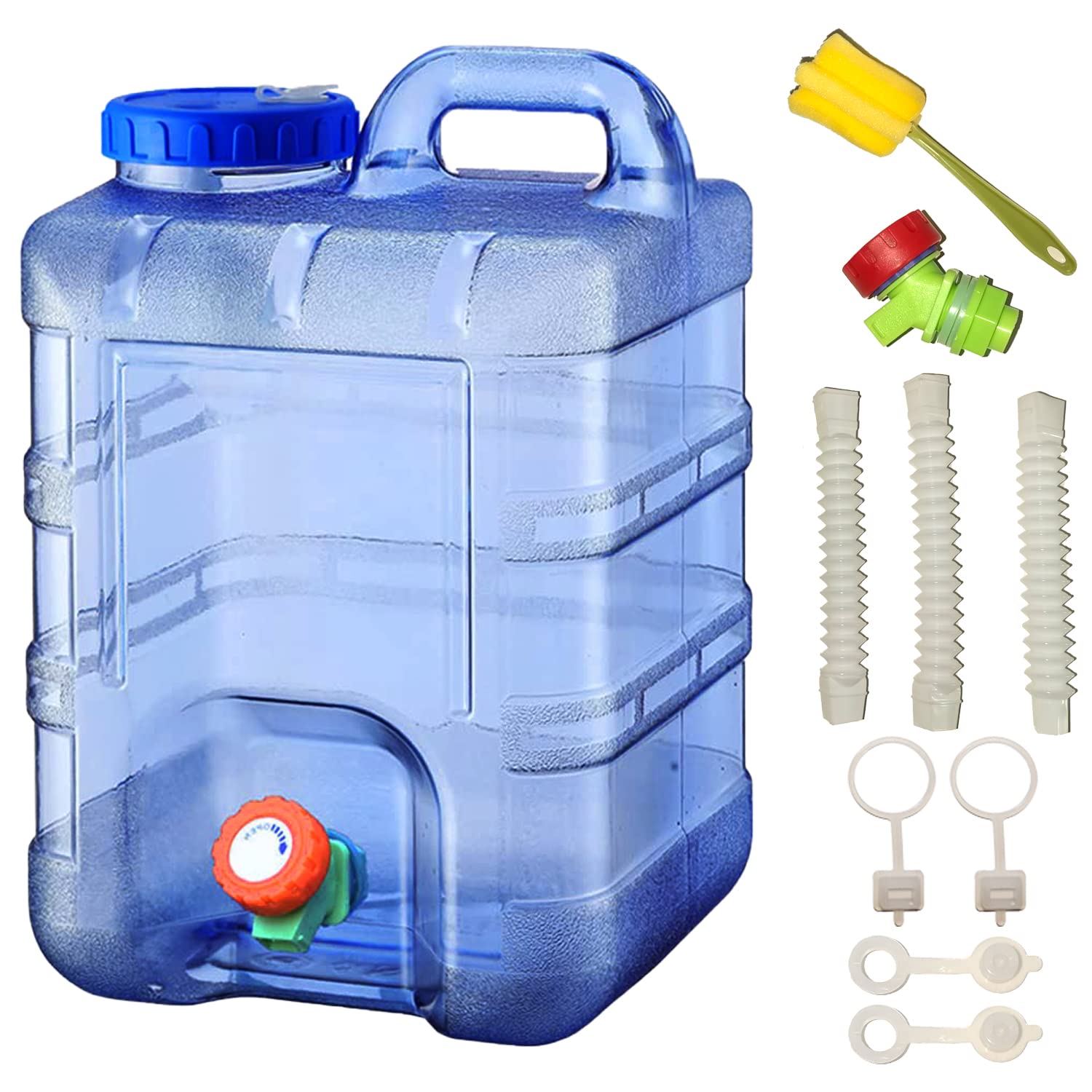 Sparkstarses Water Container, 10/15/18/20/22L Water Container with Tap, BPA-Free Camping Water Carrier, Plastic Water Tank for Kitchen, RV, Van, Truck, Camping, School, Hospital, Outdoor, Garden…