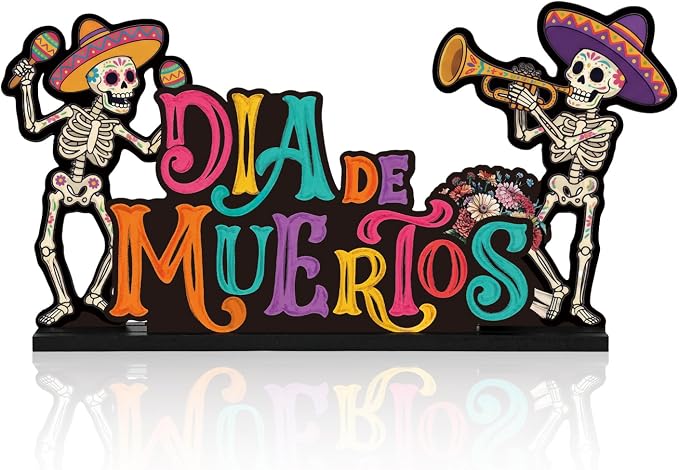 Smile Dia de los Muertos Wooden Standing Decor