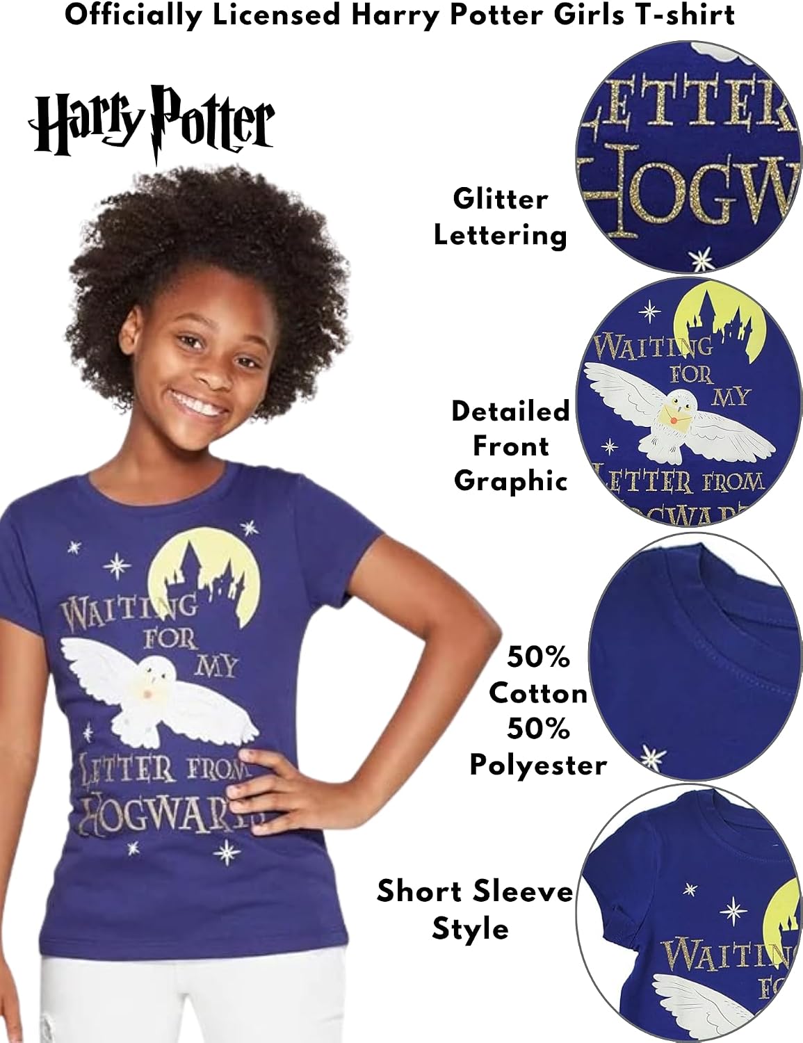 Harry Potter Girls T-Shirt Hogwarts Letter Print