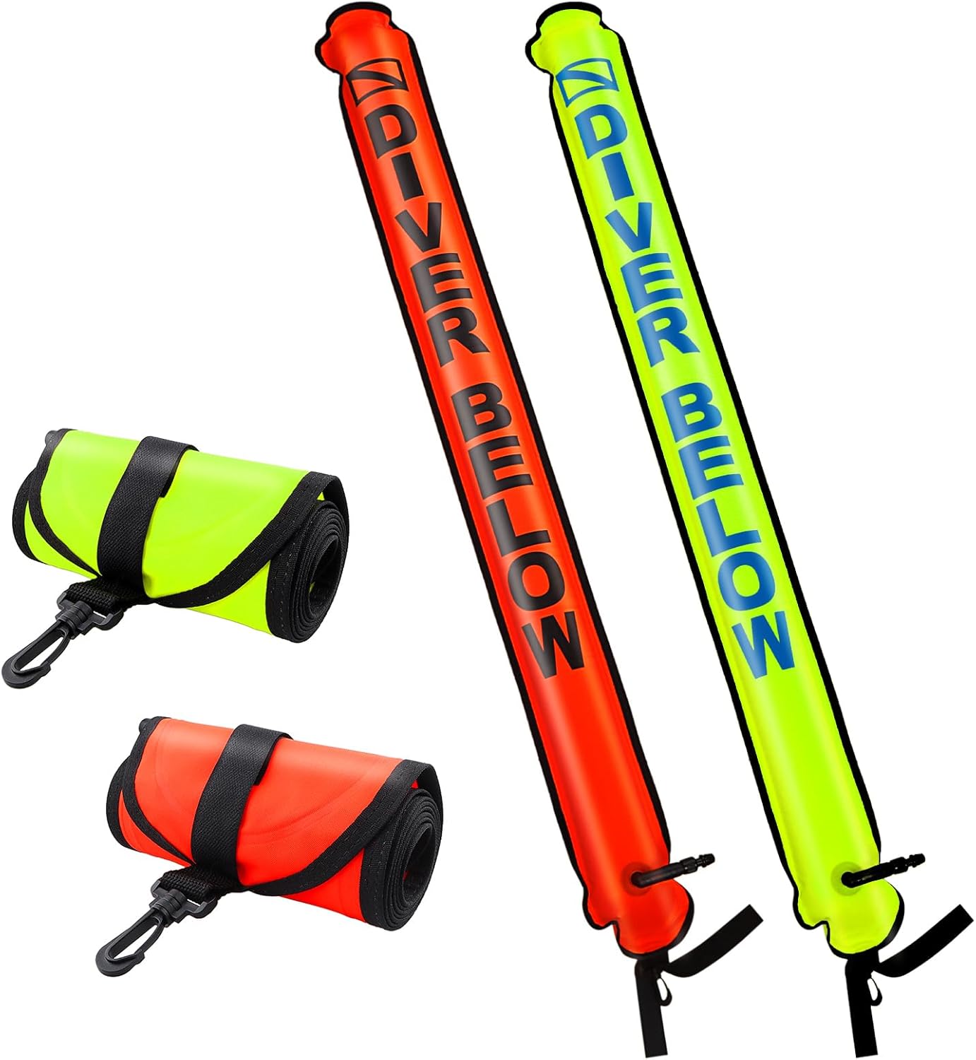 Surface Marker Buoy, Scuba Diving Surface Marker Signal Tube with Reflective Strip and Plastic Clip