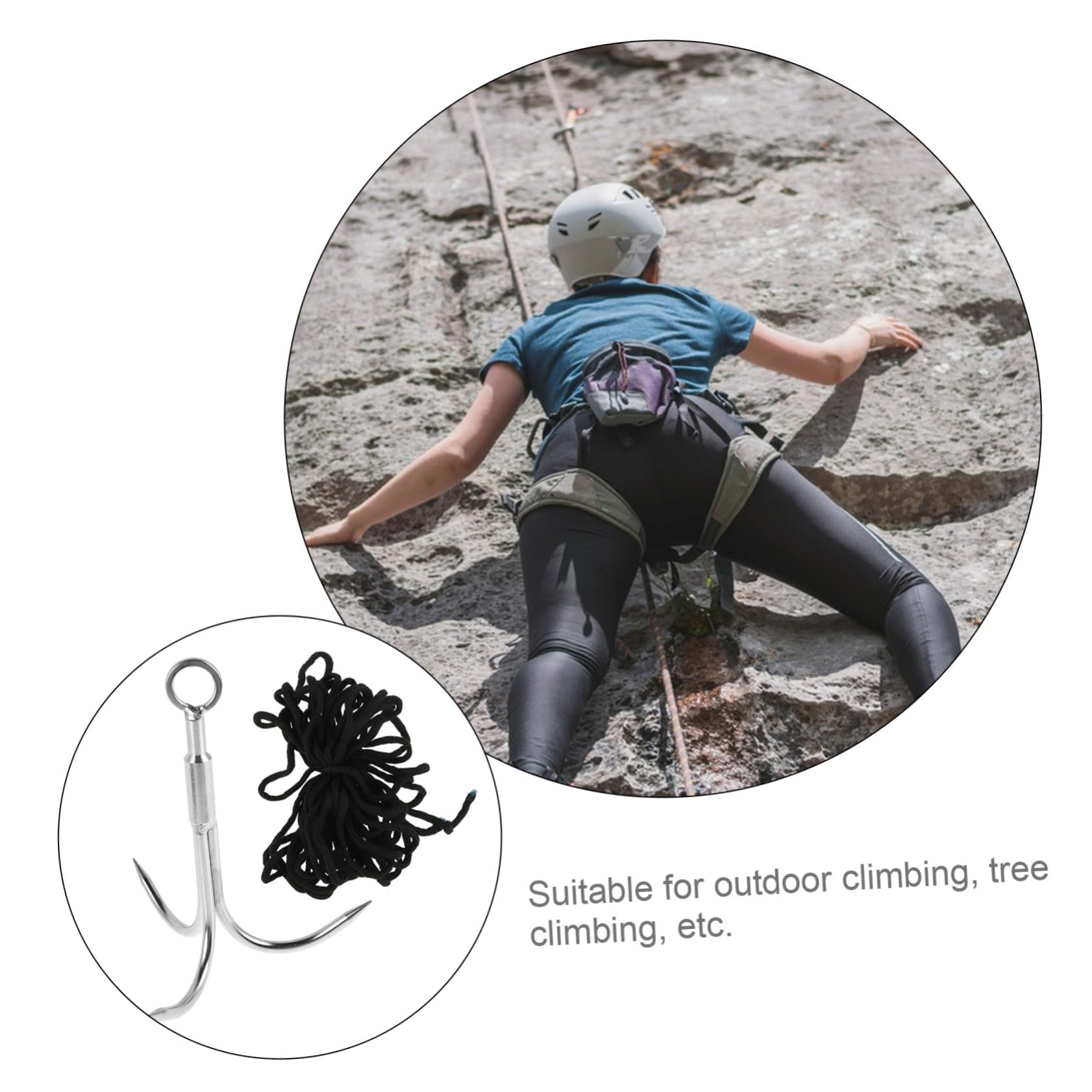 BESPORTBLE Gancho de Escalada de Acero Inoxidable de Tres Garras con Cuerda para Pesca y Actividades al Aire Libre