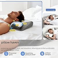 Vista 4 de Almohada cervical ergonómica para soporte del cuello, almohada de espuma viscoelástica para dormir de lado, espalda y estómago, diseño ortopédico