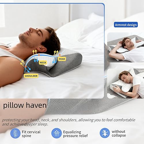Miniatura 4 de Almohada cervical mejorada 2025, almohada neckhaven serie hospitality, almohada cervical ergonómica con funda de enfriamiento, diseñada para aliviar