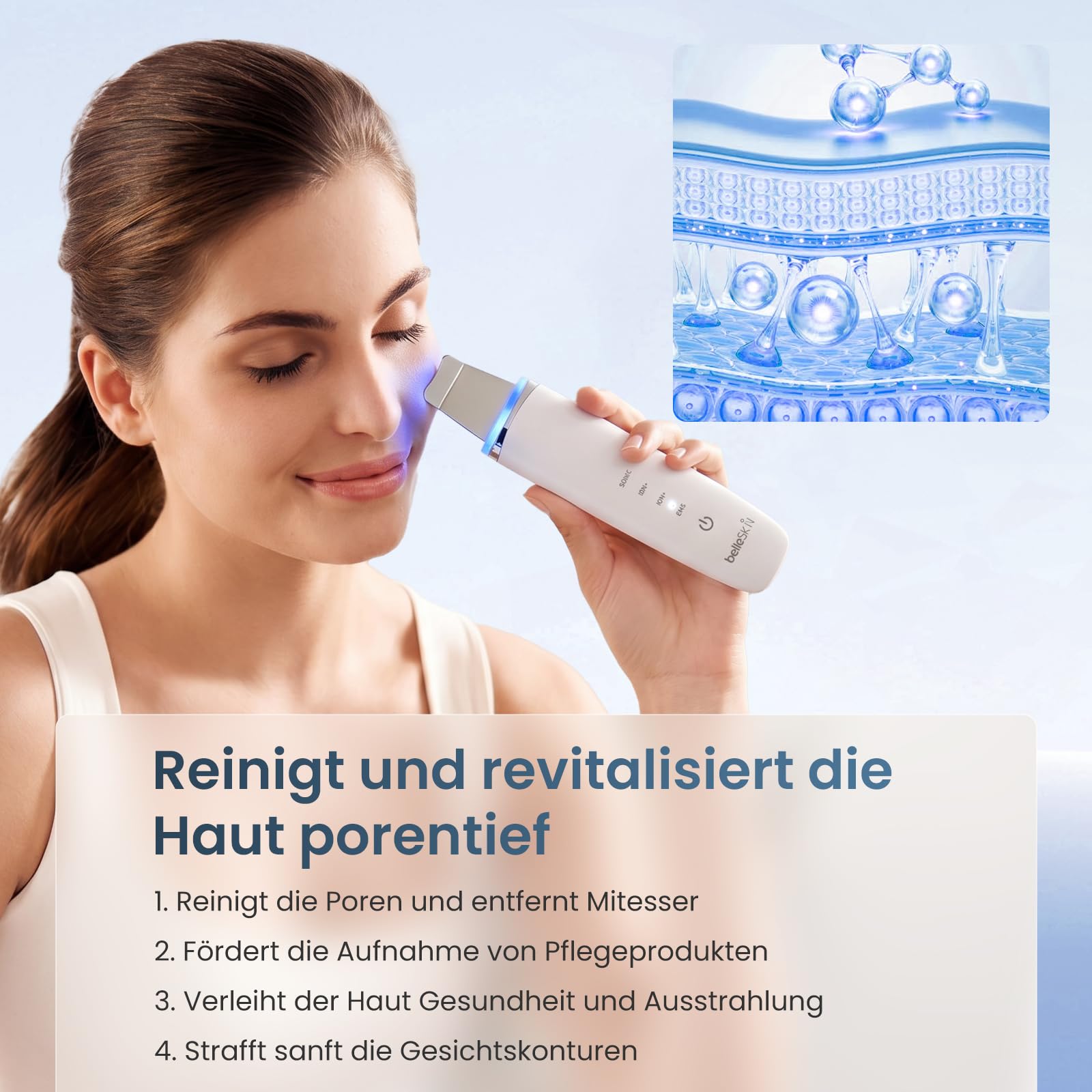 4-in-1 Skin Scrubber Ultraschall, IPX7 wasserdicht Porenreiniger