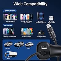 Vista 8 de SYNCWIRE - Cargador de coche para iPhone certificado por Apple MFi, cargador súper rápido de 32W, adaptador de USB para encendedor de cigarrillos