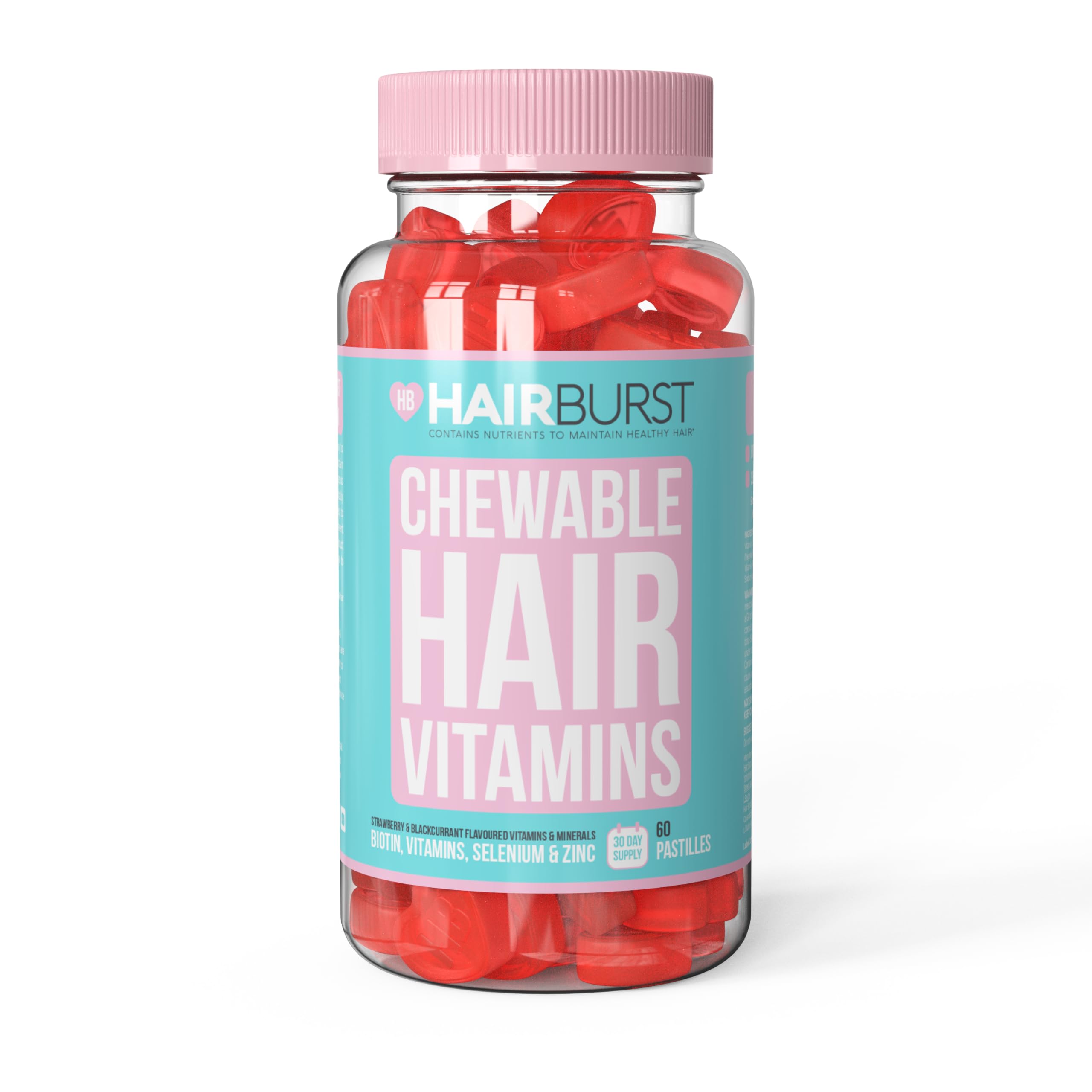 HAIR BURST Gomme Vitaminiche per Capelli Biotina per capelli più Lunghi e Spessi — Aggiunta di Zinco, Vitamina C e Selenio - Fornitura per 1 Mese (Confezione da 60 Caramelle Gommose)