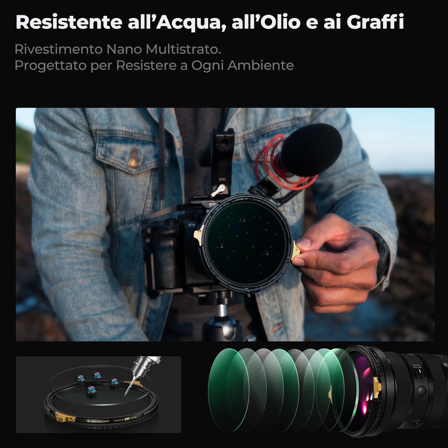 K&F CONCEPT Nano-X PRO 77mm 2 In 1 Filtro Variabile ND2-32 & Polarizzatore Circolare,ND2-32 & CPL Filtro con Telaio in Ottone a in Vetro Ottico con 36 Strati Nano-Rivestimento