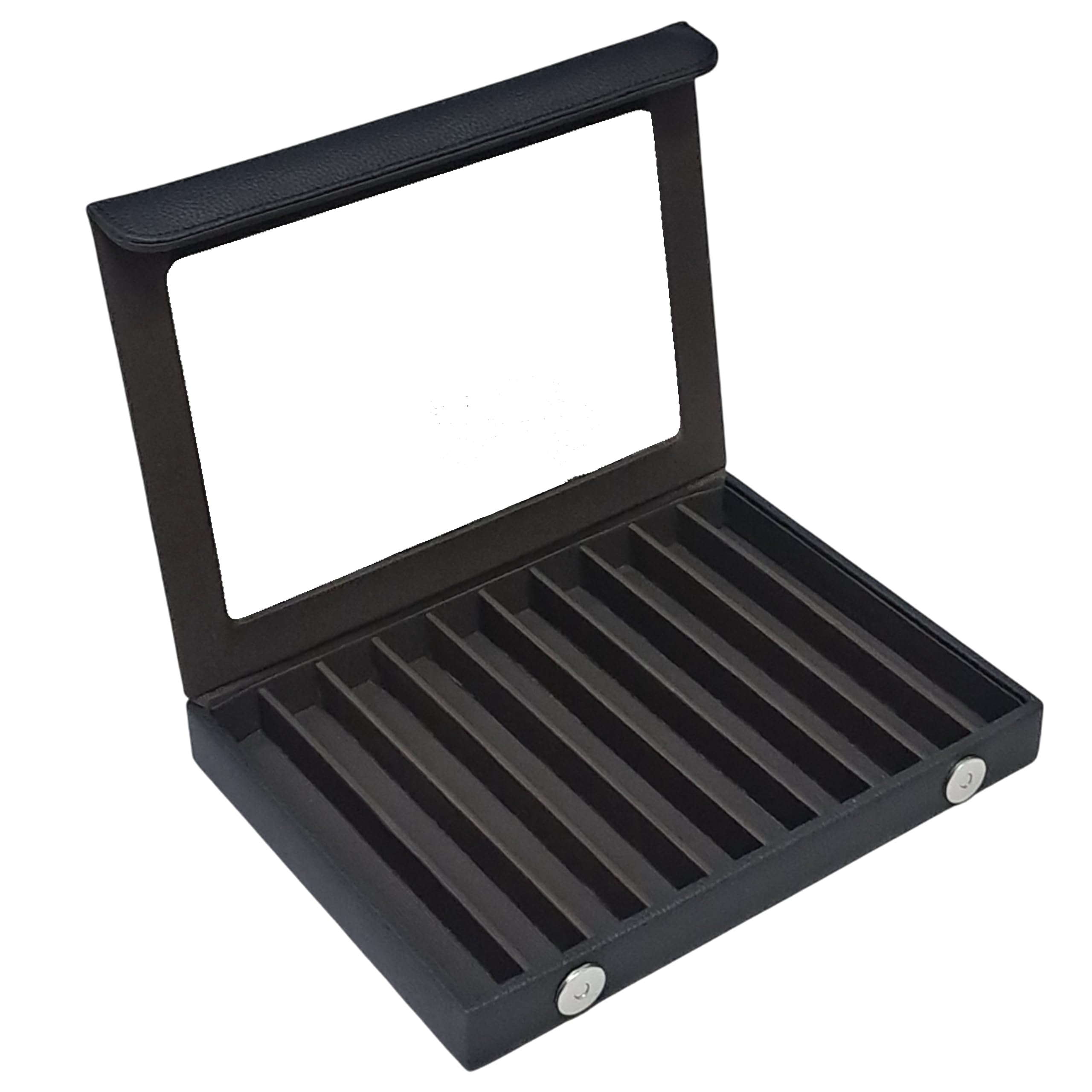 PU Leather Pen Case Pen Storage Box for 10 Slots Pen Case Display Box Colour Black-image-38