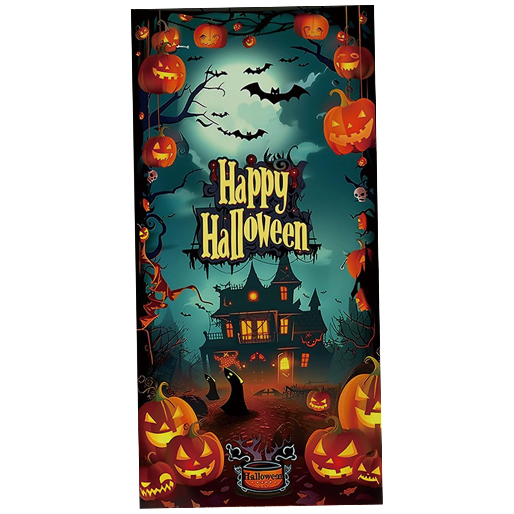 Pesoncarl Halloween Door Cover 80x36in Scary & Spooky Halloween Door Decorations with Fastening Tape Vibrant Polyester Cover for Party, Haunted House, Style 1, Creepy