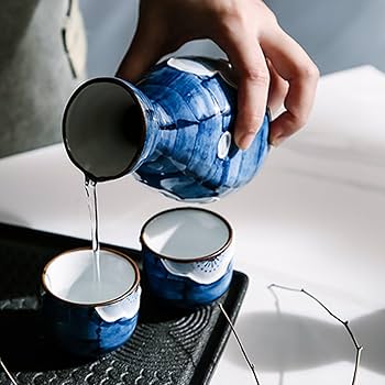 Amazon.co.jp: 酒器セット とっくり 花柄 5点セット おちょこ 酒