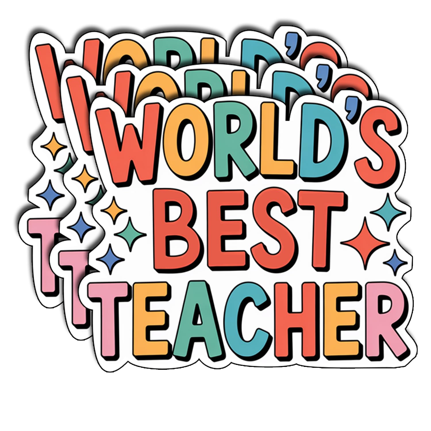 Photo 1 of (3Pcs) World’s Best Teacher Sticker Appreciation Sticker for Educators Waterproof Vinyl Decals Inspirational Quote Gifts for Teachers Laptop Tumbler Notebook Classroom Desk Decor Size 2.4" x 3"